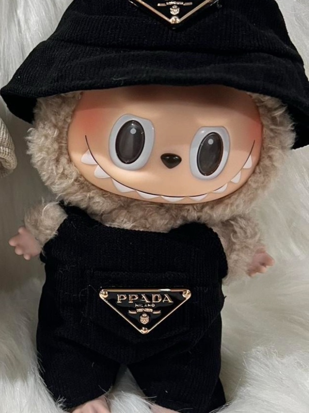 Black overall for labubu (JUST OUTFIT)